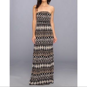 Joie Ruma Jersey Ikat Print Strapless Maxi Dress